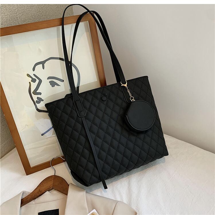 【小物】高級感 カジュアルファッション幾何模様ファスナーハンドバッグ