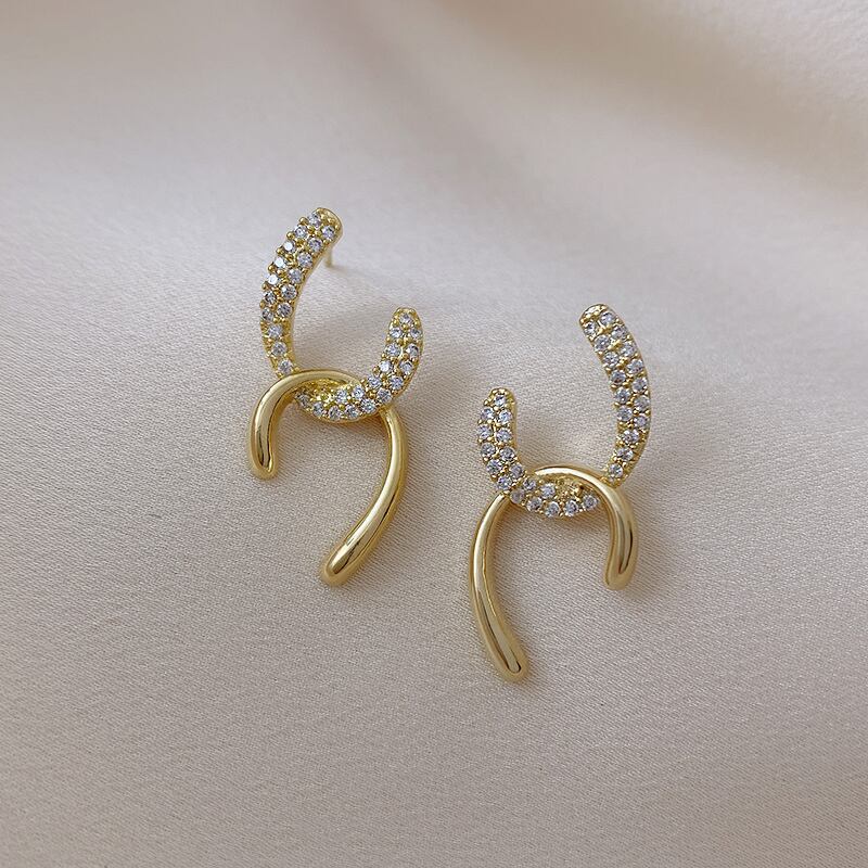 【小物】魅力的 chicエレガントファッションラインストーンピアスアクセサリー