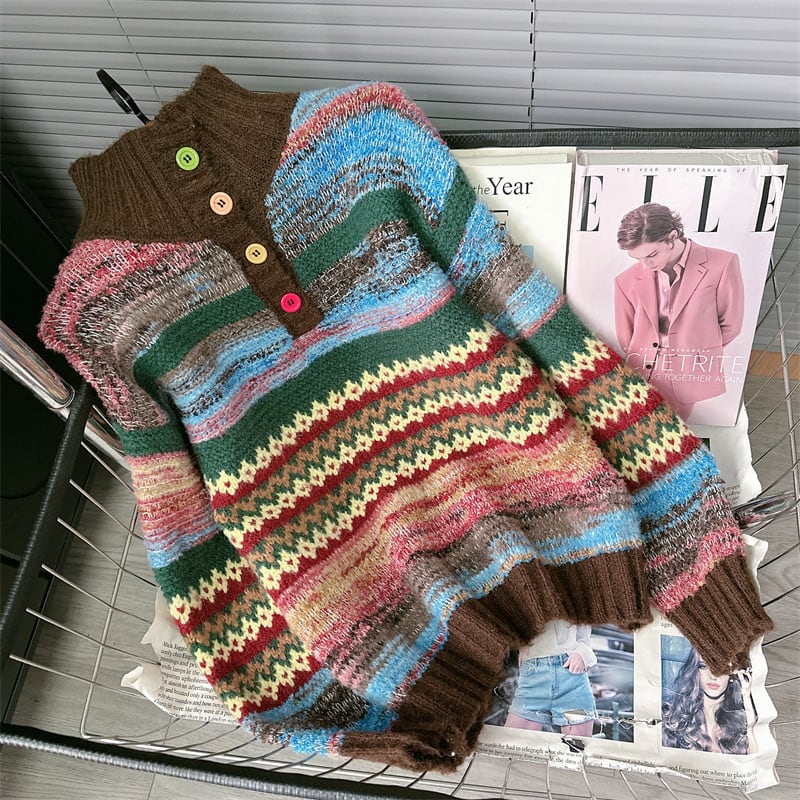 【tops】ボーダー柄ニットセーター M27904