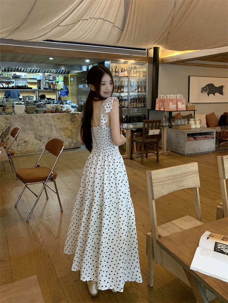 【dress】ドット柄透かし彫りワンピース G21506