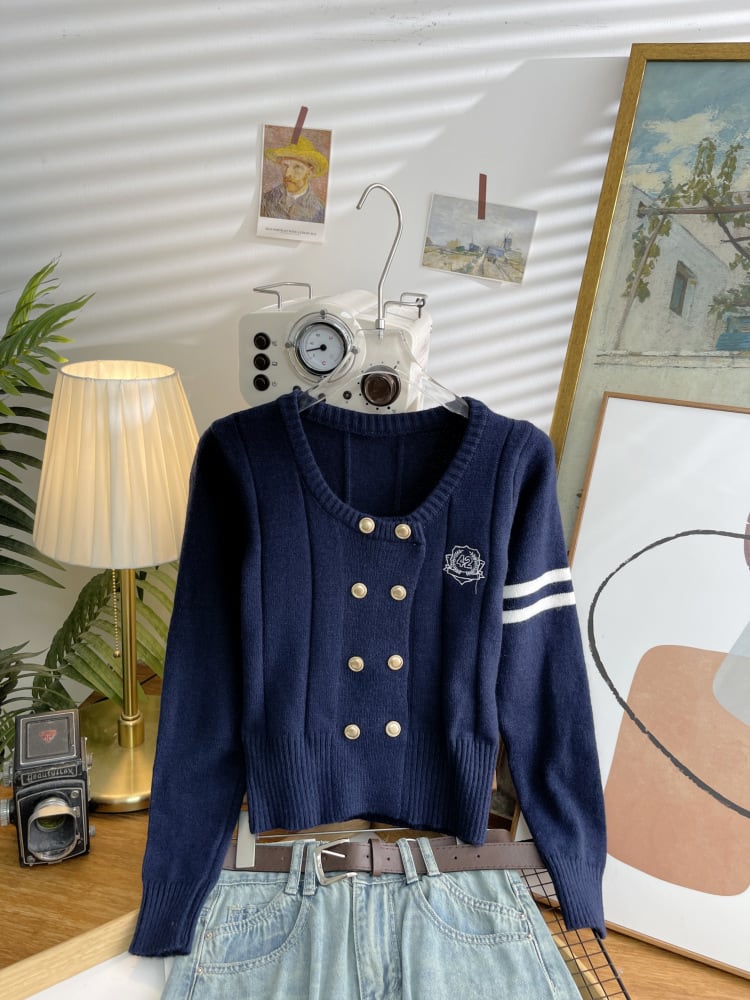 【outer】刺繍ニットカーデ M25544