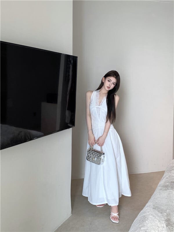 【dress】レース切り替えワンピース M24053