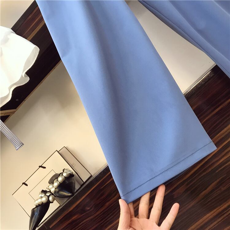 【set】オシャレ度満点〜蝶々結びVネックブラウス+無地ガウチョパンツおしゃれセットアップ