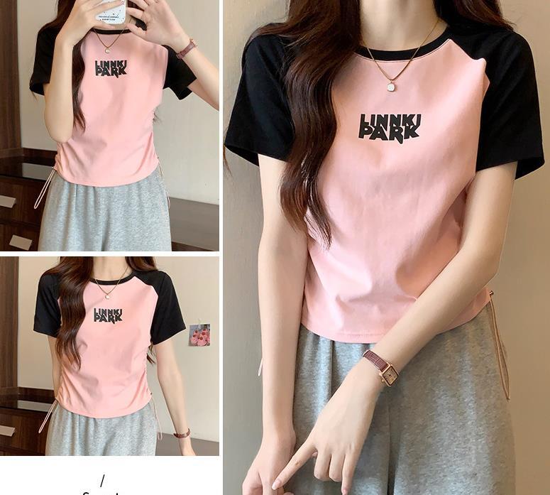 【tops】半袖英字柄TシャツF7493