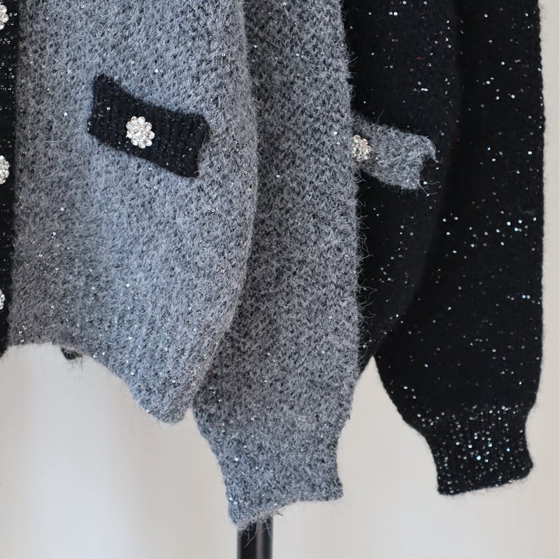 【outer】スパンコールニットカーデ M27902