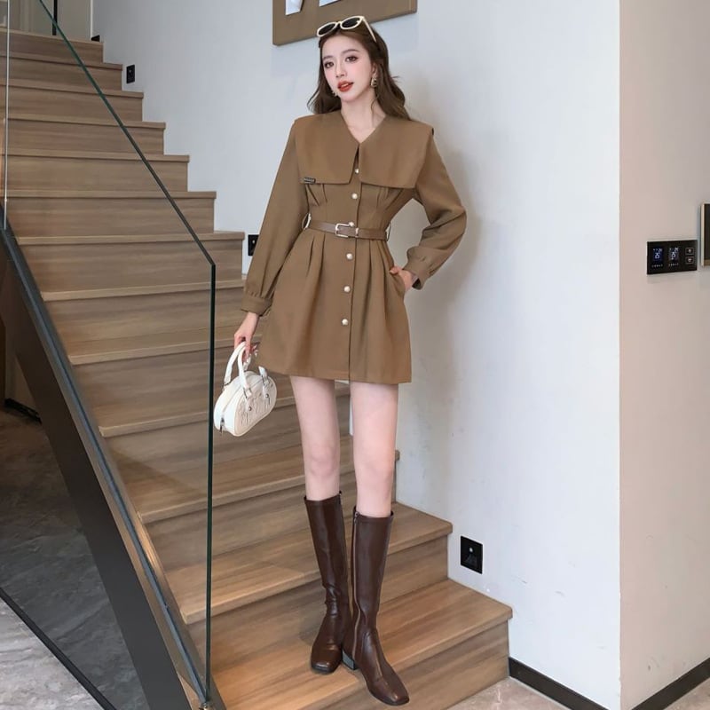 【dress】折り襟ワンピース M18972