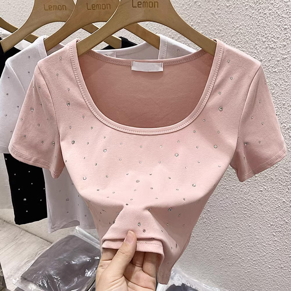 【tops】3色半袖キラキラTシャツF7761