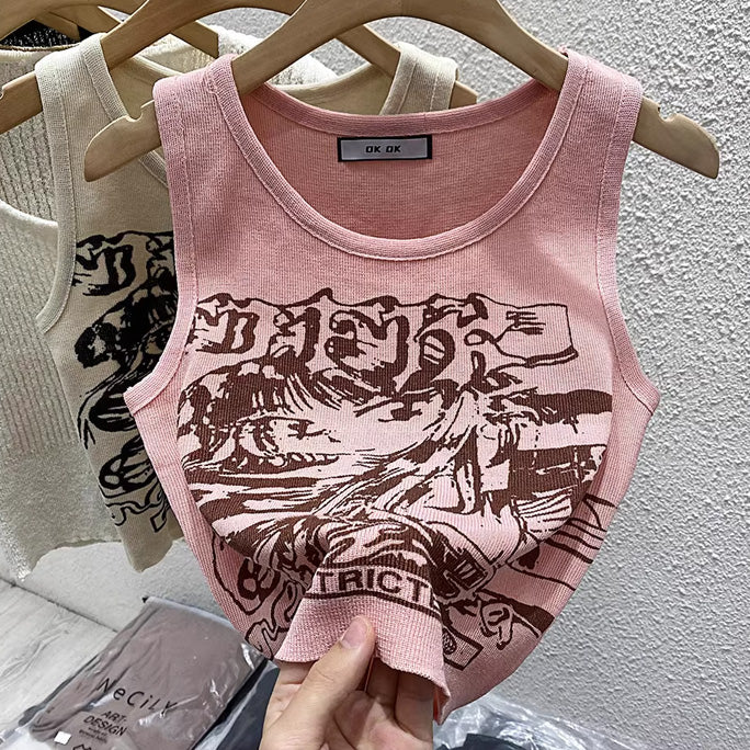 【tops】2色ノースリーブニットタンクトップF7770