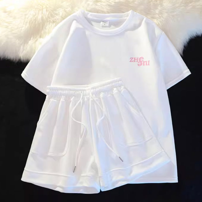 【set】4色Tシャツ+ショートパンツ2点セットF7763