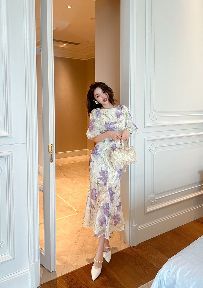 【dress】プリントマーメイドワンピース G20642