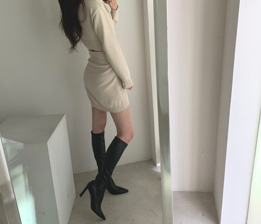 【dress】韓国INS風気質満点ラウンドネック体型カバー着痩せタイトニットワンピース G1767