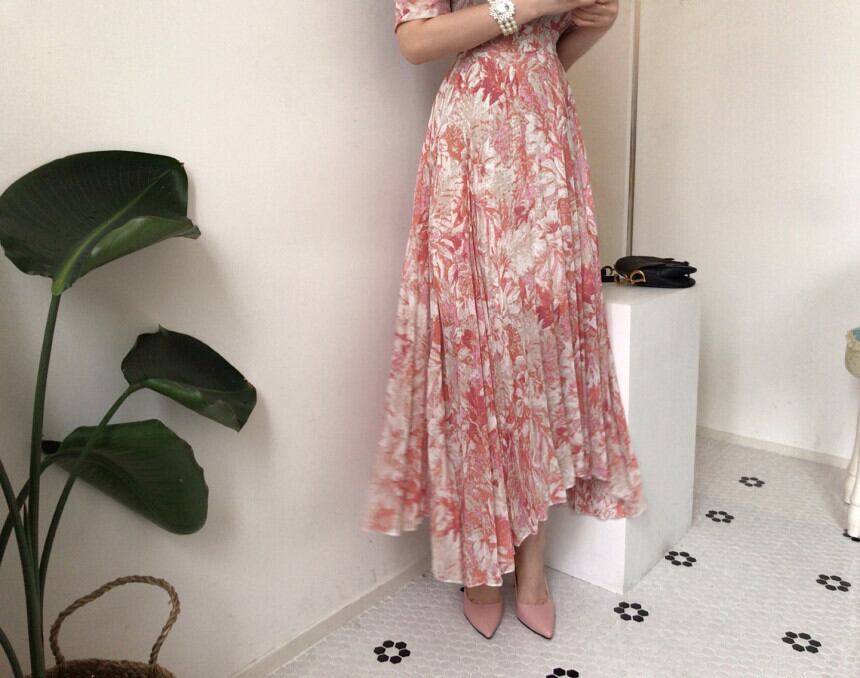 【dress】エレガント!気質満点レトロ韓流スタイルスクエアネックワンピース G6762