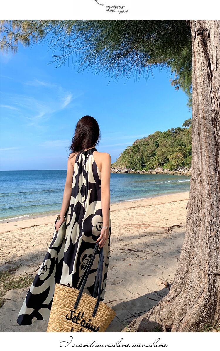 【dress】ホルターネックプリントワンピース G20252