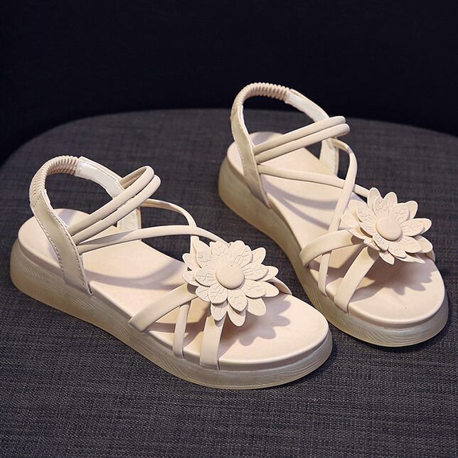 【shoes】一目惚れ!2色花模様履きやすい合わせやすいファッションサンダル