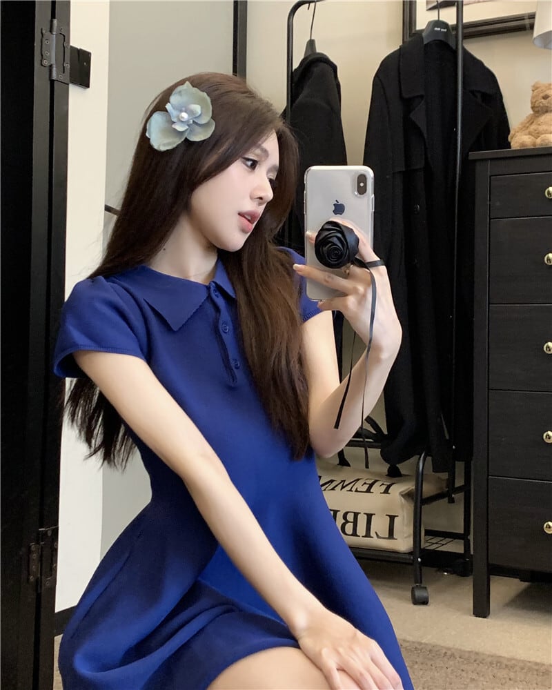 【dress】ポロネック立体感ミニワンピース N2667