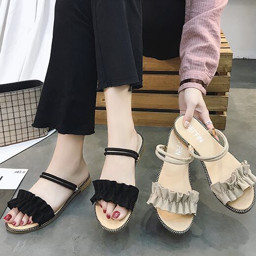 【shoes】今季大好評!2色2WAY合わせやすい履きやすい無地サンダル