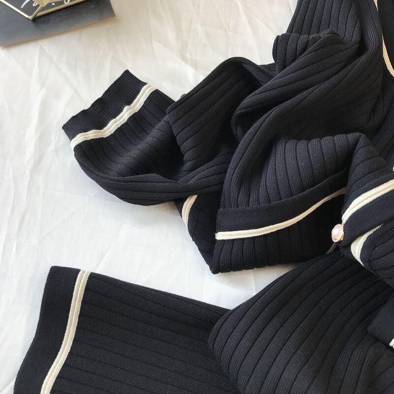 【set】気質満点オシャレニットトップス+スカートファッション2点セット G3090