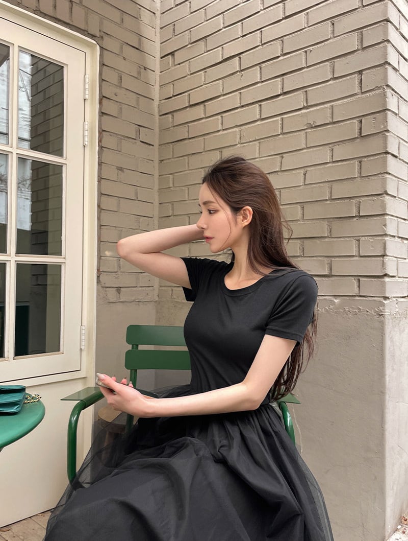 【dress】チュールドッキングワンピース M24029