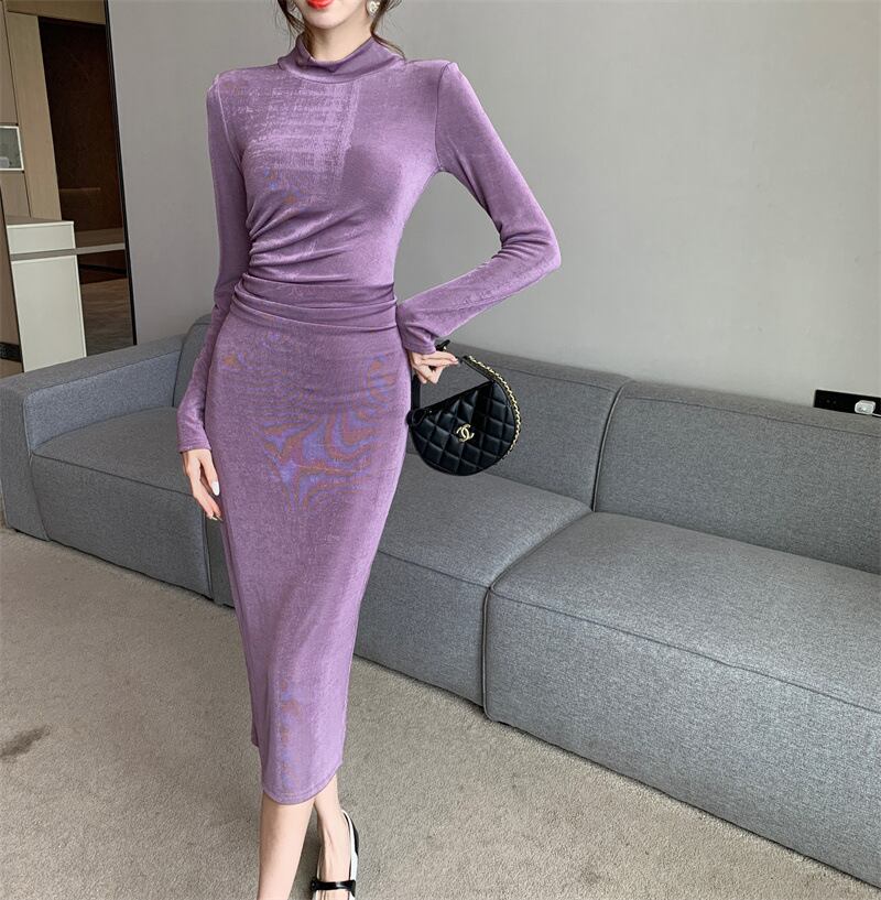 【dress】ハーフネック体型カバーワンピース G20645