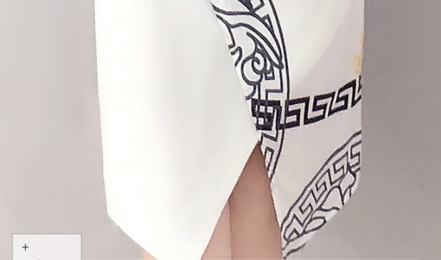 【dress】上品なシルエット!気質満点レトロエレガントプリントタイト着痩せワンピース G6510