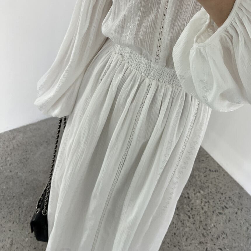 【dress】カットワークレース切り替えワンピース M29780
