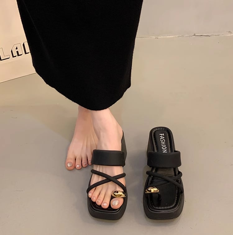【shoes】2色厚底スリッパF7498