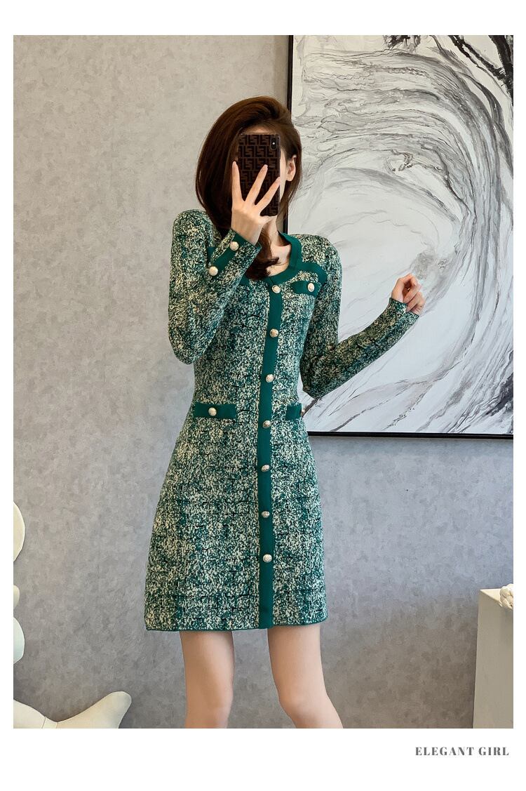 【dress】ニットワンピース着瘦せ人気デザイン M17667