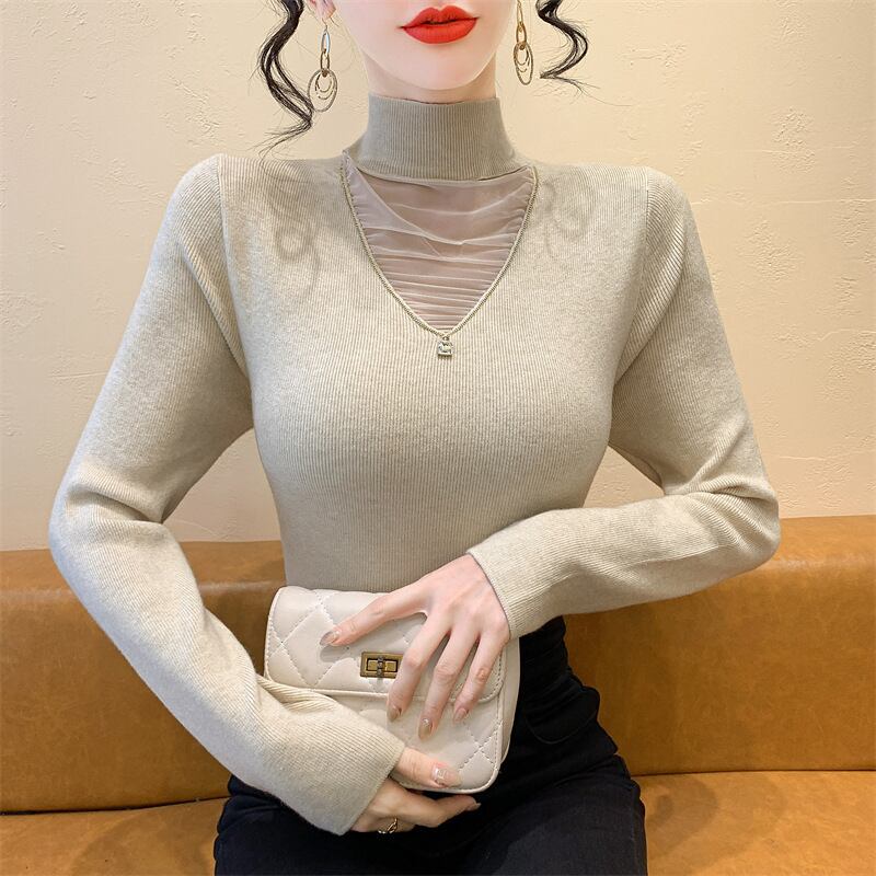 【tops】チュールドッキングニットトップス M27626