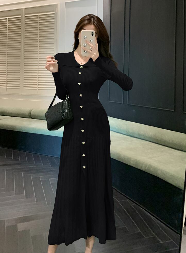 【dress】ニットプリーツワンピース Q7409