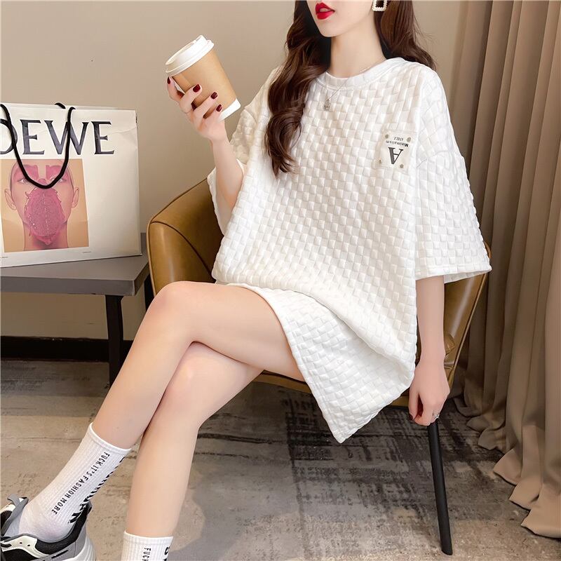 【tops】韓国ファッション半袖ラウンドネック英字柄ファッションゆったり着回しTシャツF0043