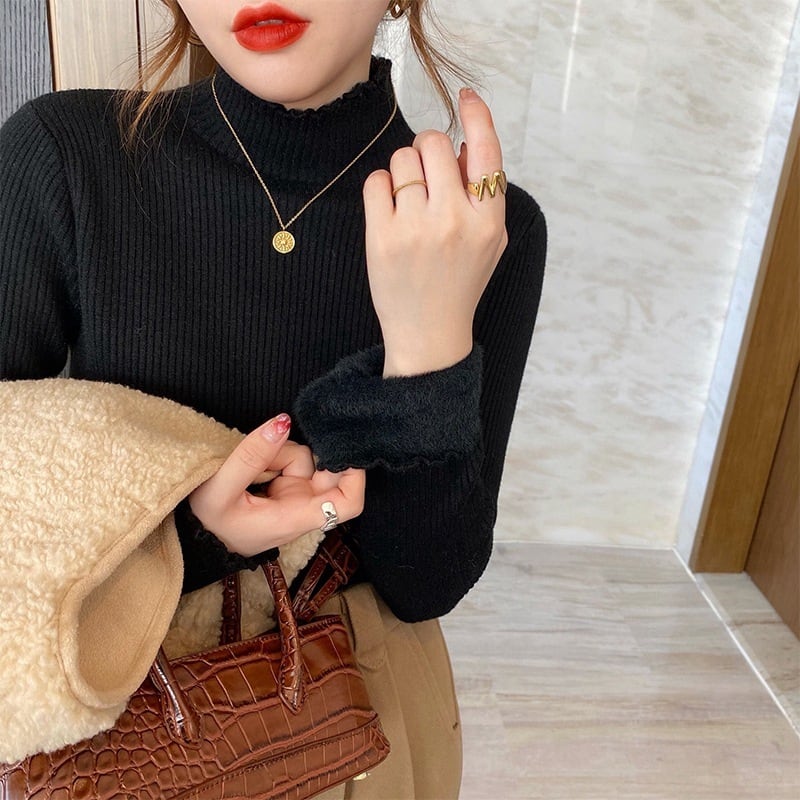 【tops】無地ニットセーター M24652