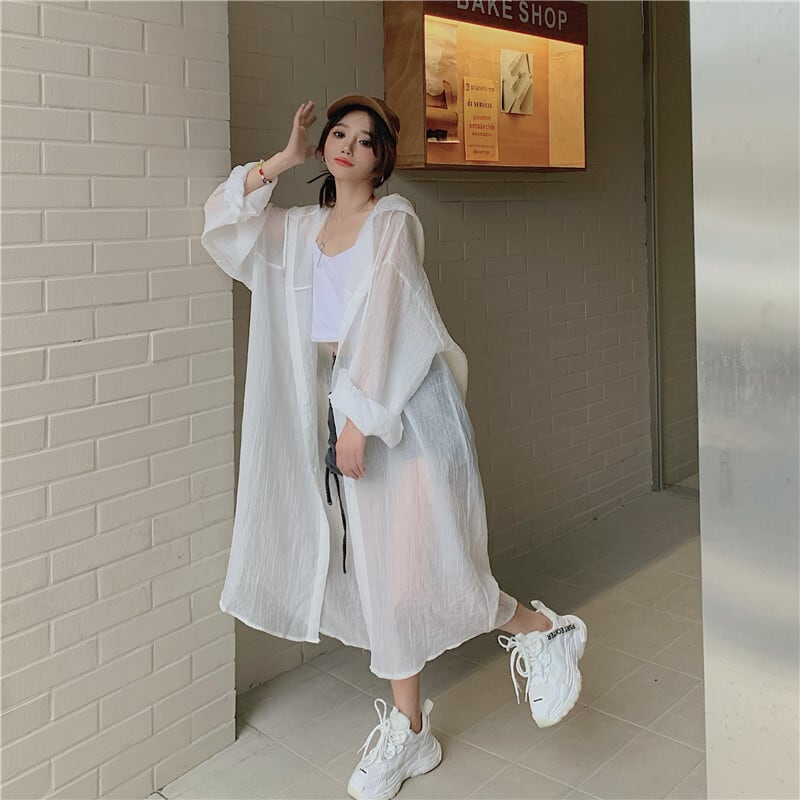 【outer】フード付き日焼け止カーディガンG20378