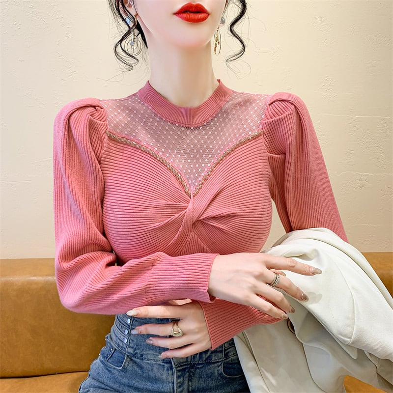 【tops】ビジュードッキングニットトップス M27771