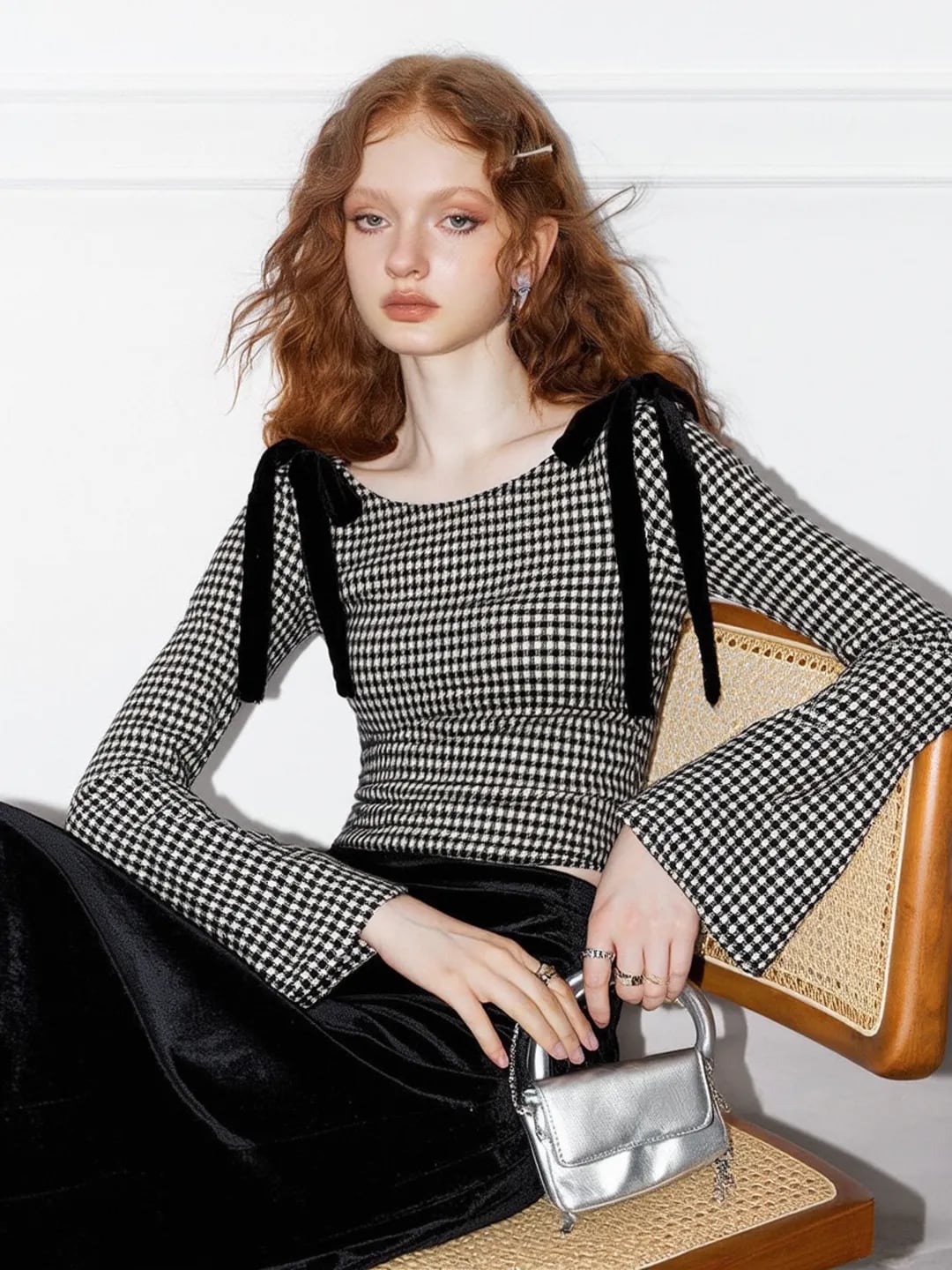 【tops】ベルスリーブショルダーリボントップス N3440