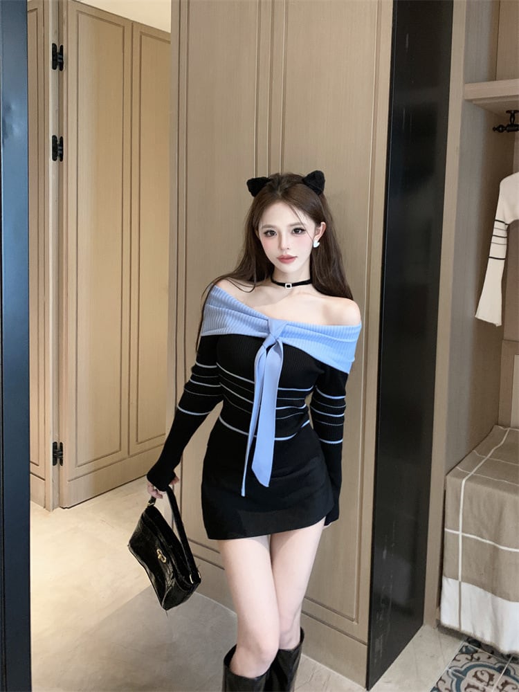 【tops】ボートネックニットトップス M26424