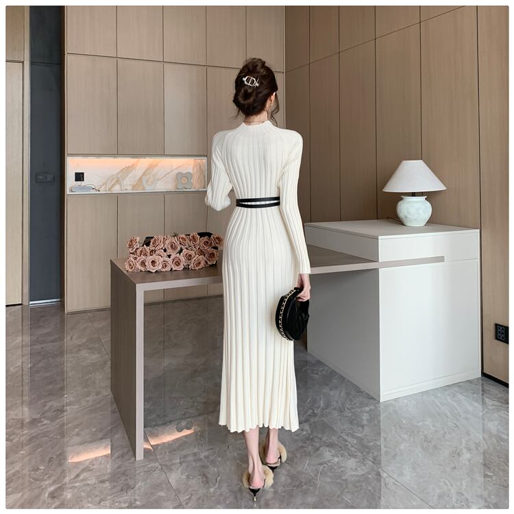 【dress】ニットワンピースベルト付き M27464