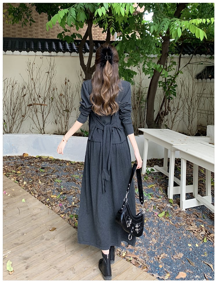 【set】ニットカーデ×ベストワンピースセット M26964
