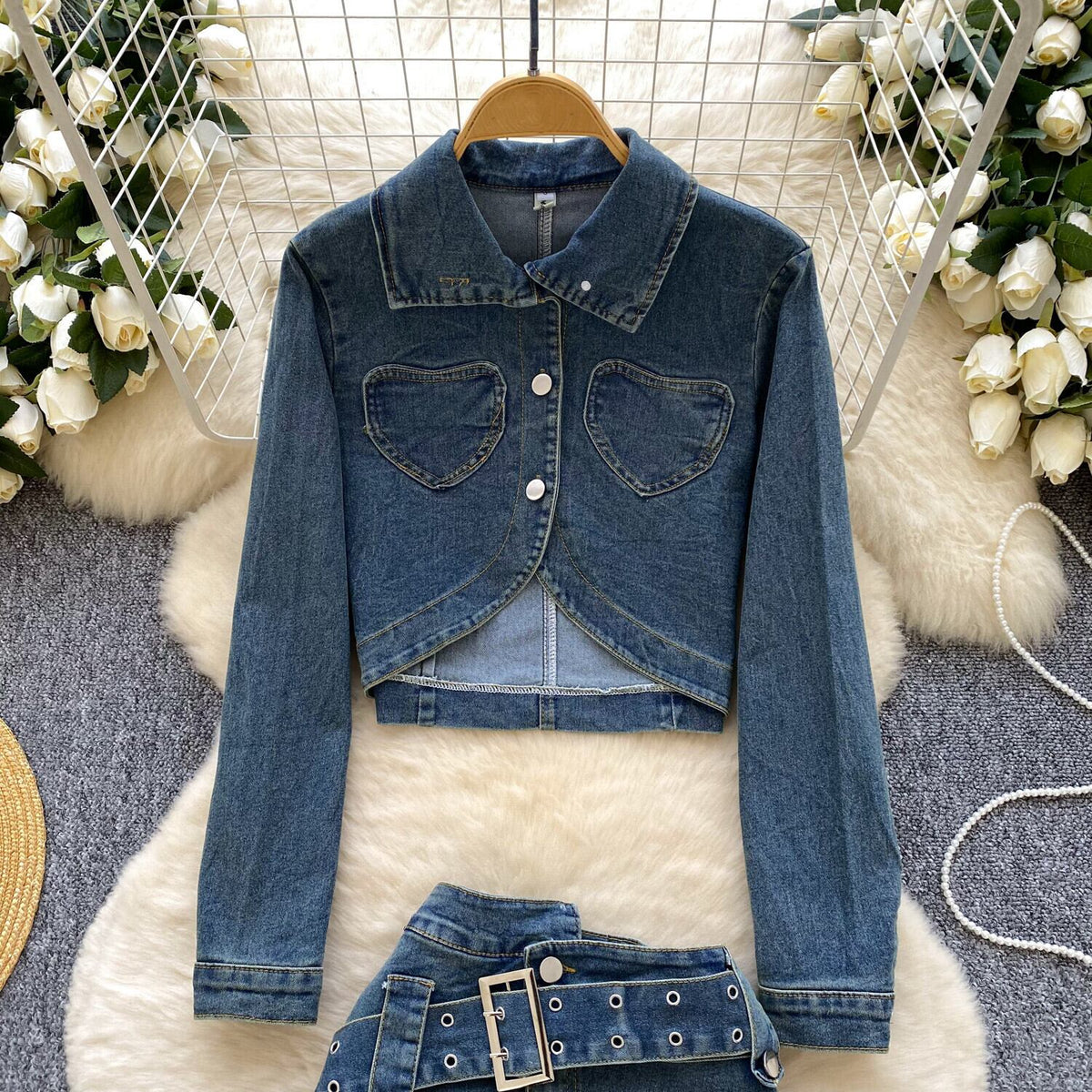 【set】不規則 イレギュラーデニムジャケット×スカートセット M29827