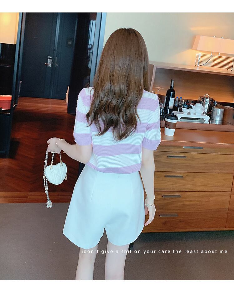 【tops】VネックニットTシャツG20493