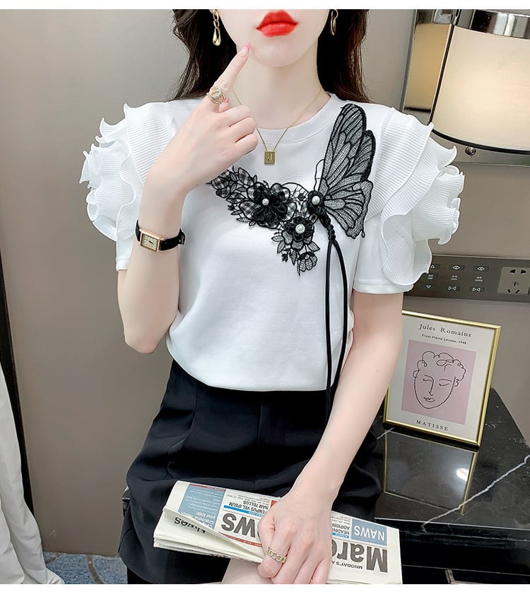 【tops】デザインフリルTシャツG21538