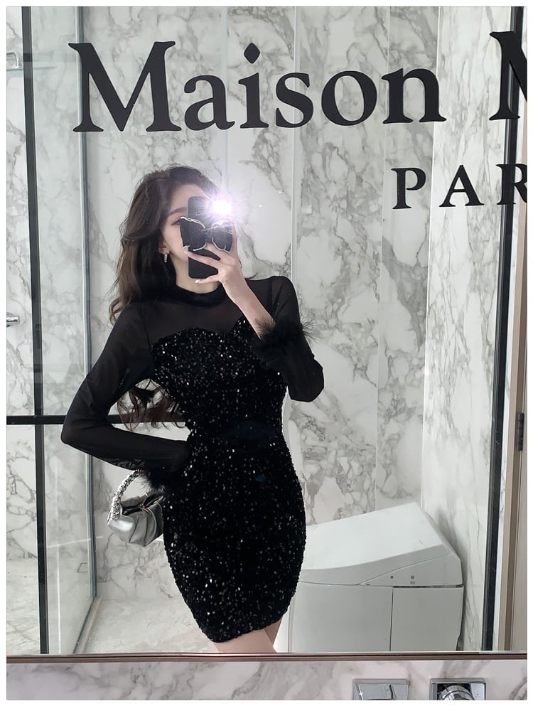 【dress】スパンコールワンピース M27559