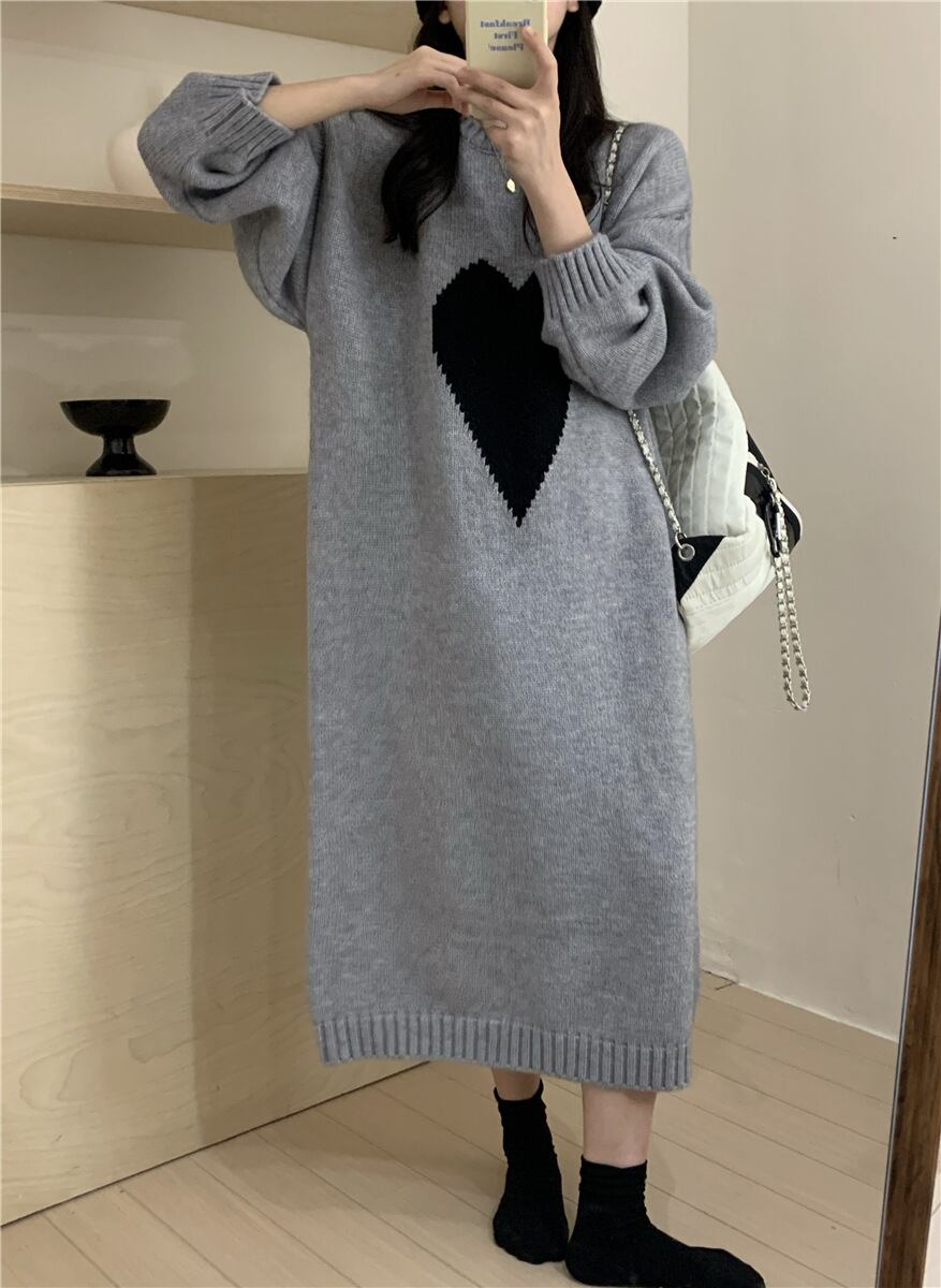 【dress】ハート柄ニットワンピース N2240