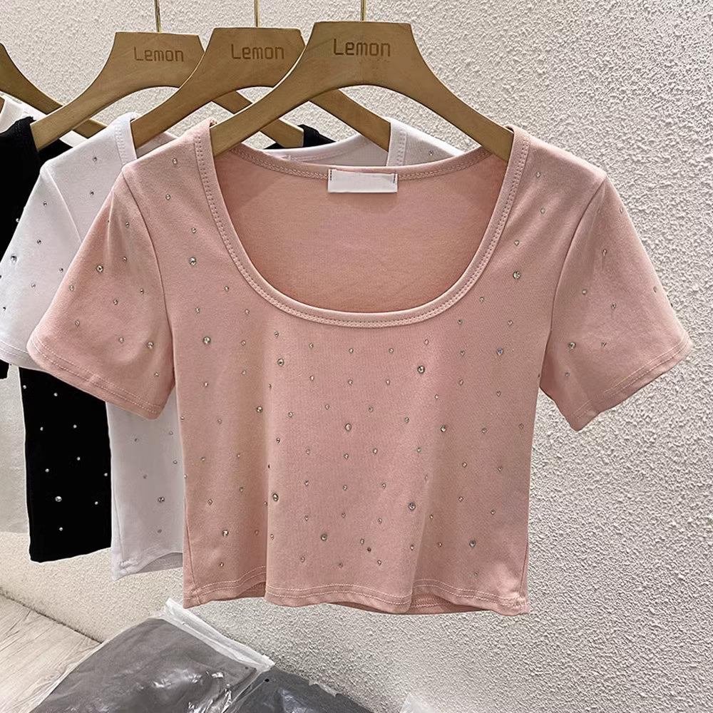 【tops】3色半袖キラキラTシャツF7761