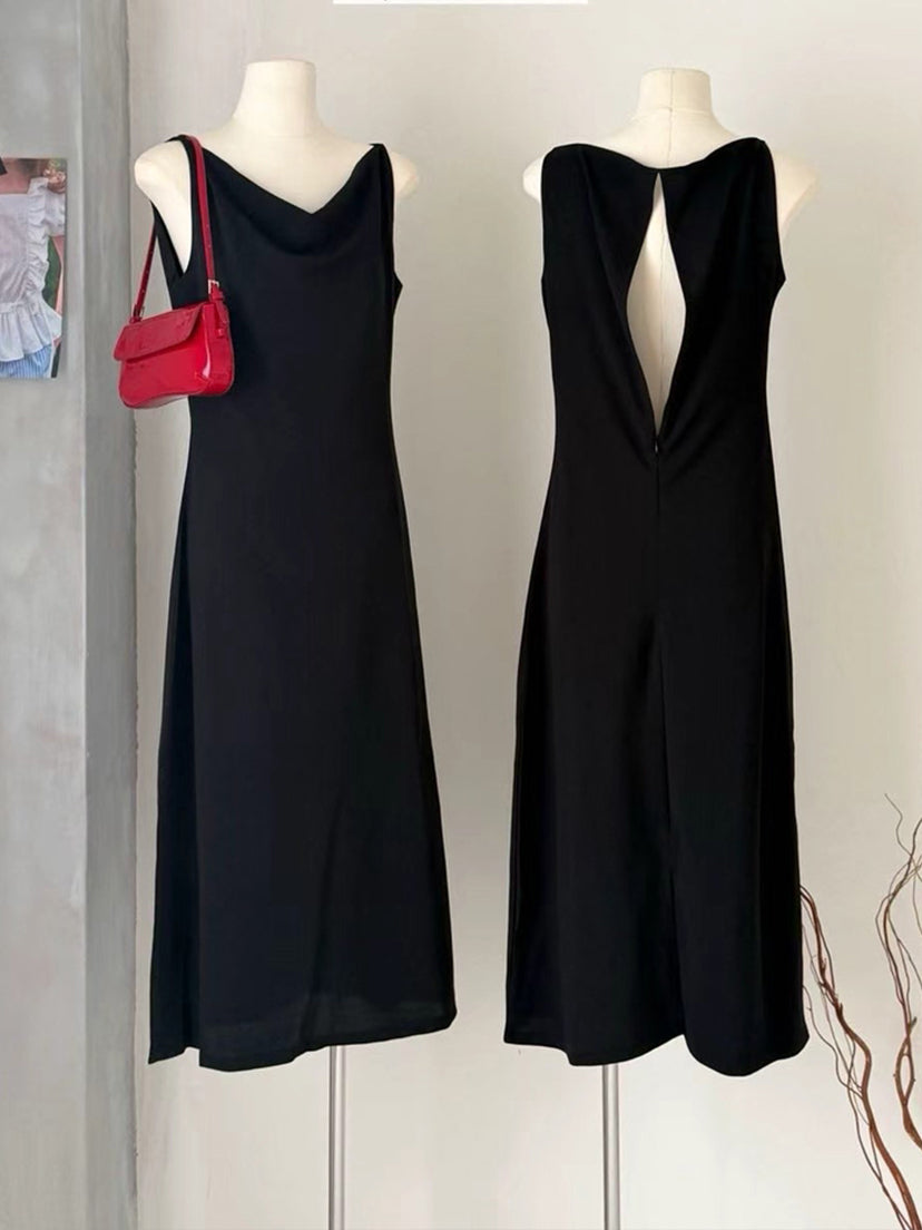 【dress】ノースリーブバックオーポンロングワンピース Q8948