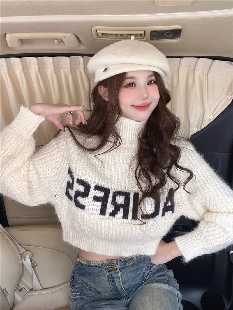 【tops】ハイネックニットトップス Q7177