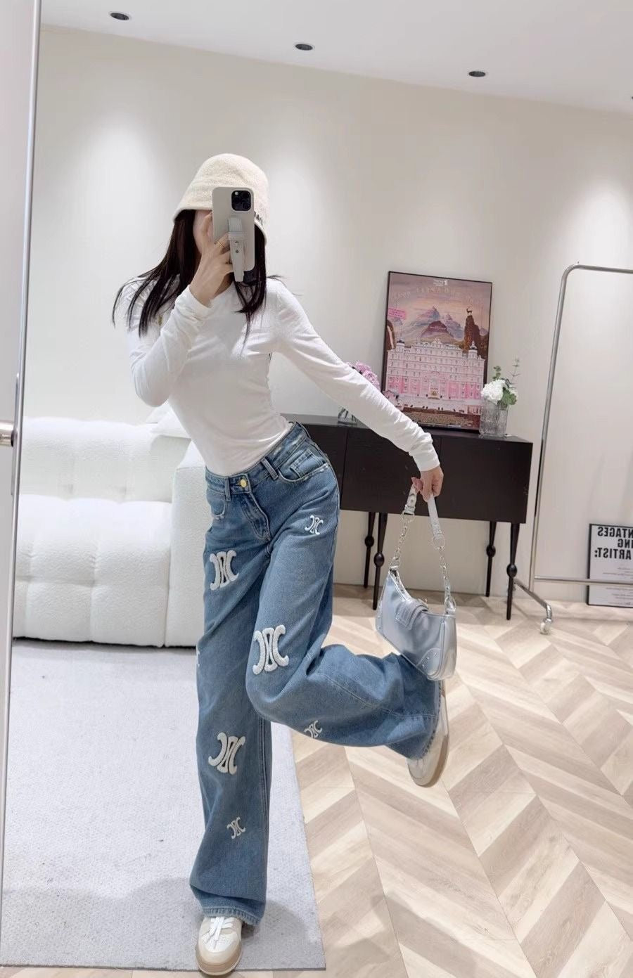 【bottoms】デニムガウチョパンツF8042