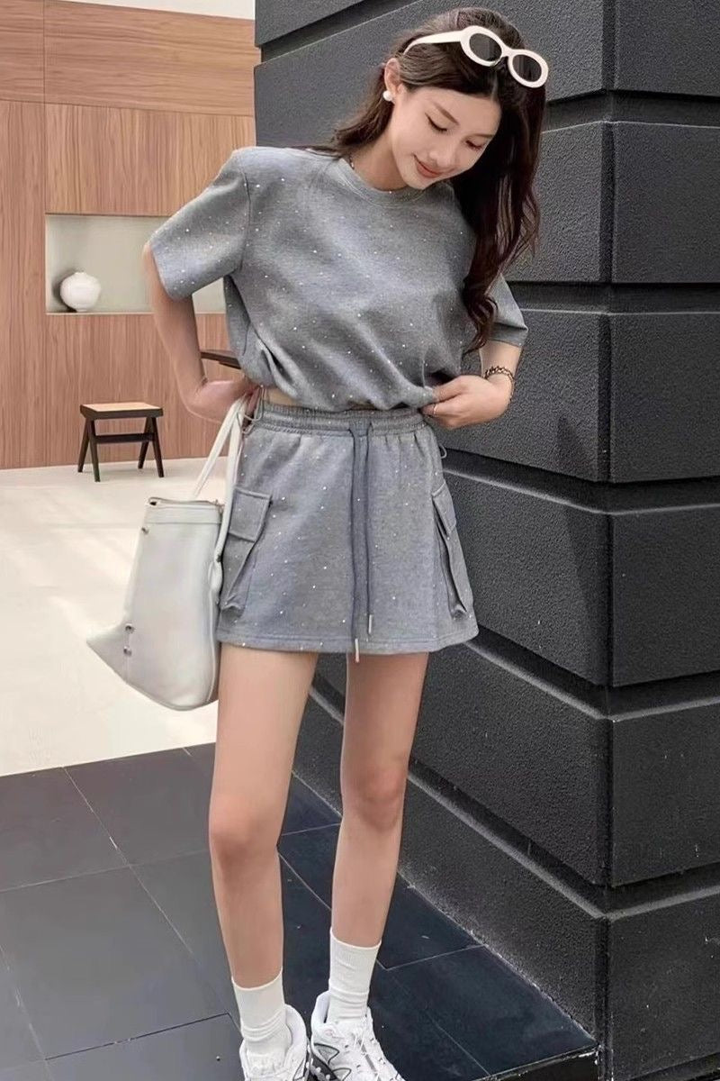 【set】キラキラトップス+スカート2点セットF7756