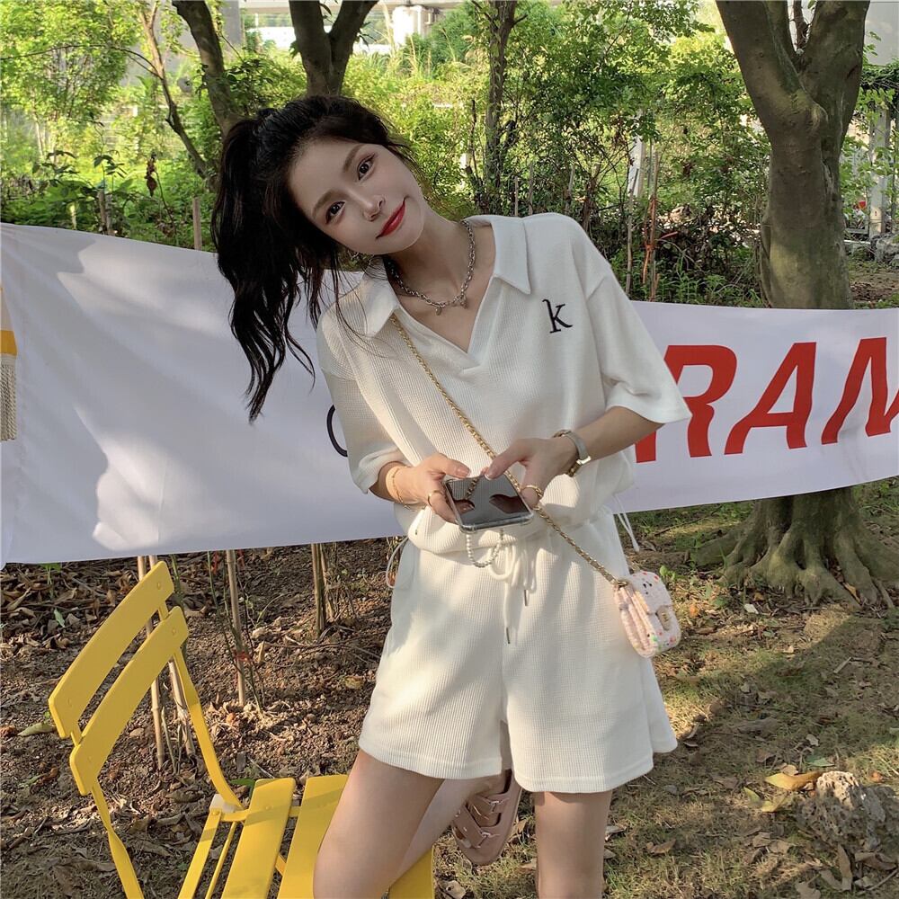 【set】美感いっぱい韓国系ファッション着痩せ着心地良いスウィート洋気2点セット G0651