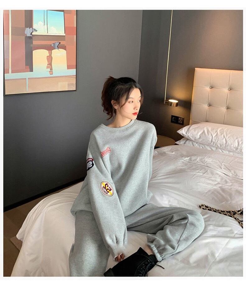 【set】秋冬新作ファッション気質満点レトロパーカー+パンツ裏起毛厚手2点セット G4131