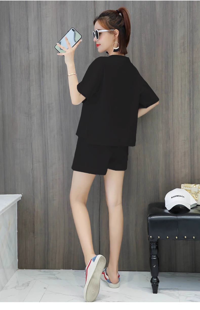 【set】5色英字柄Tシャツ+ショートパンツ2点セットF7704